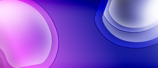 Abstract background features flowing shapes, purple hues blend into white. Smooth gradients create modern visual effect.