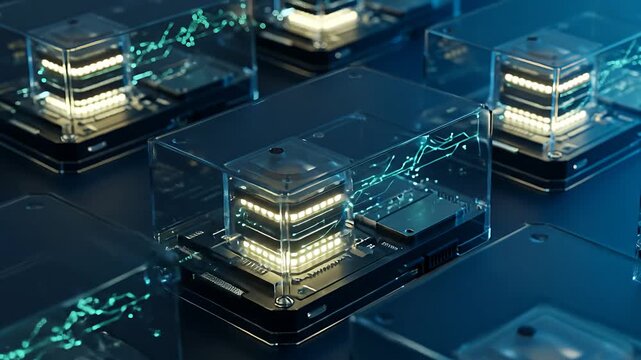 Futuristic Data Processing Units Interconnected Digital Technology Concept