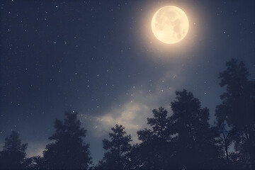moon over the forest in the night