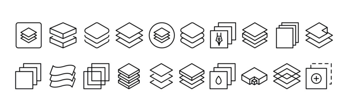 bundle of line icons of folder minimalistic linear