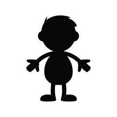 Obraz premium Silhouette of a cartoon character standing with arms outstretched and a rounded body shape on white background