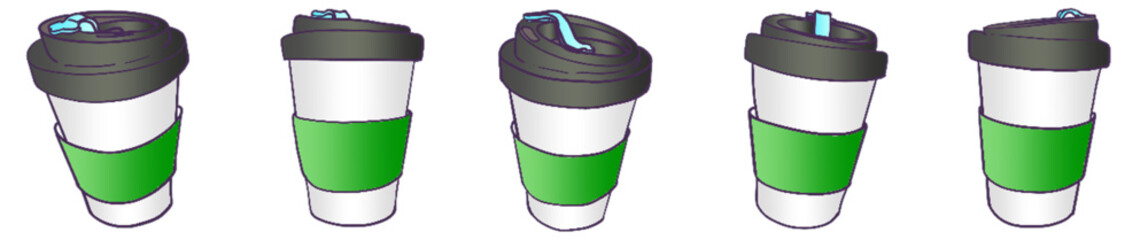 Reusable Coffee Cup with Lid PNG Illustration for Cafe and Beverage Design