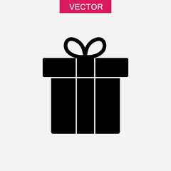 Gift box icon Black and white logo simple illustration for web and app..eps