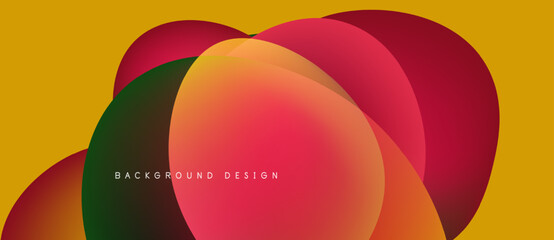 Fototapeta premium Abstract colorful overlapping circles. Vibrant gradients create dynamic visual effect. Yellow background provides contrast. Modern design element.