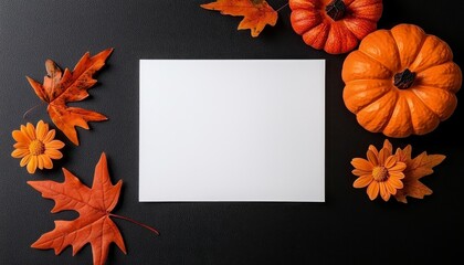 Halloween background with pumpkins flowers autumn lea. Festive fall backdrop gourd blossom seasonal foliage october celebration harvest botanical decoration plant design ornate
