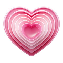 Pink layered heart shape isolated on transparent background