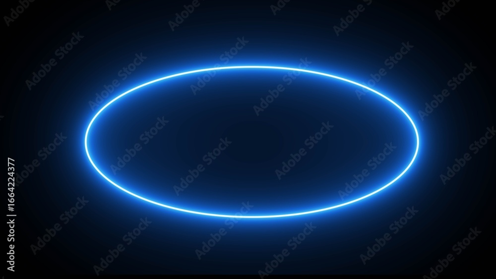 Poster abstract glowing neon line round illustration. neon light circle frame loading icon background.