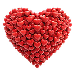 Red hearts forming a large heart isolated on transparent background