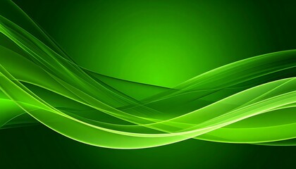 Abstract green waves flow across a dark green background