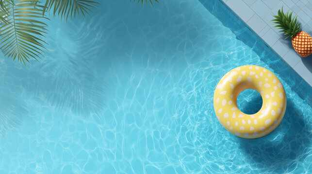 Swimming Pool, clear blue water with pool float