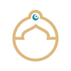 Mosque dome with crescent moon and star, perfect for islamic and cultural designs, religious themes, and celebratory graphics.