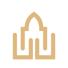 Golden stylized architectural landmark, ideal for travel brochures, posters, websites, and social media posts featuring middle eastern destinations.