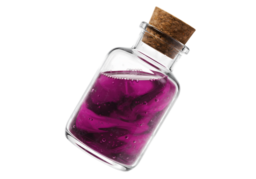Purple Galaxy Potion in Glass Bottle isolated on transparent background