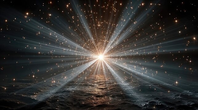 White glowing light flare with sparkling starburst on transparent background