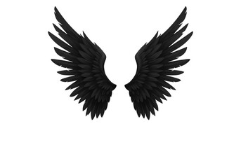 Fototapeta premium Dark Angel Wings Abstract Black Feather Design Graphic Element for Design Projects on transparent background