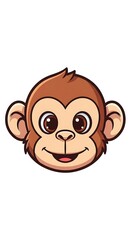 Cute monkey face, cartoon style