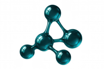 Glassy molecule structure with transparent background, forming connections and bonds, representing scientific concepts