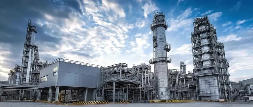 An emphasis on the exhaust system of asphalt factories, which incorporates cutting-edge carbon capture technology to demonstrate the systems that filter and trap CO2 emissions during manufacturing