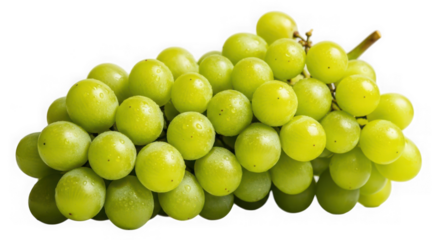 A bunch of fresh green grapes, isolated on a transparent background