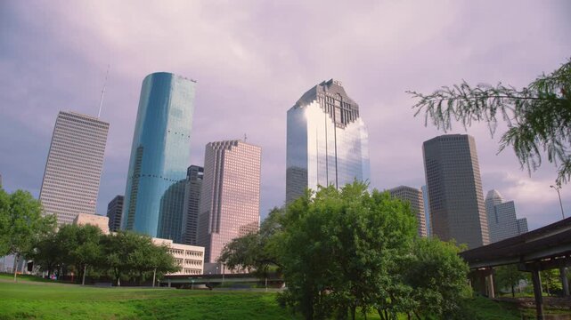 Wide Angle Timelapse of Downtown Houston Skyline