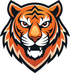 Intense Tiger Mascot with Fierce Gaze and Sharp Teeth, Perfect for Sports Teams and Brands Seeking Power and Strength