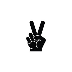Solid Icon of Two Finger Victory Gesture, Symbol Sign on Transparent Background
