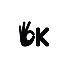 Obraz premium Transparent Ok Hand Sign With K Letter, Gesture Agreement, Success, Approval Shape