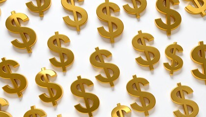 Luxury seamless wallpaper with golden dollar symbols in 3D metallic style.