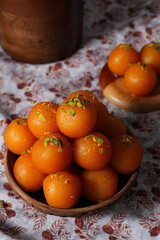 Festive Indian Dessert Gulab Jamun Served Fresh