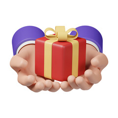 hand holding a gift box 3d render