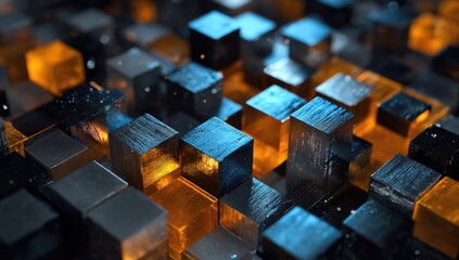 Obraz premium Abstract geometric pattern of glowing cubes