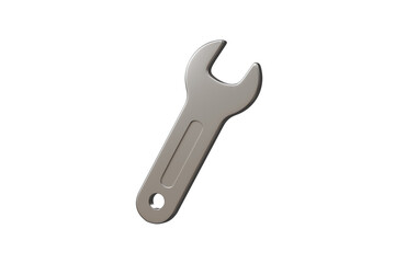 3d wrench icon. repair tool concept. Minimal cartoon silver spanner for maintenance and mechanic work isolated on white background. 3d render.