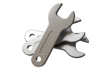 3d wrench tools icon. repair and maintenance concept. Minimal cartoon silver spanners stacked for mechanic work isolated on white background. 3d render.
