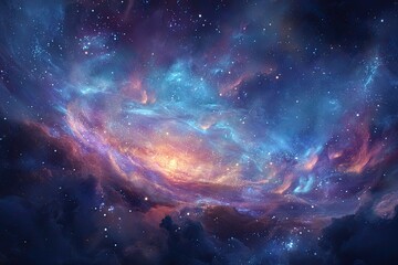 A vibrant nebula of swirling cosmic clouds
