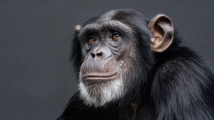 Fototapeta premium Close-Up Portrait of a Thoughtful Chimpanzee Displaying Emotions