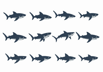 Submarines row with transparent background