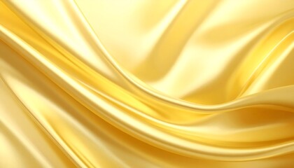 Golden silk fabric with smooth folds and flowing texture; luxurious, abstract, tactile, radiant composition.