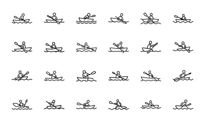 Travel and Adventure Line Icons Set – Tourism, Vacation, Hiking, Camping, Airplane Ticket, Luggage, Backpack, Mountain Climbing, Surfing, Cycling, Snorkeling, Summer Holiday and Outdoor Exploration Ve