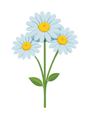 A peaceful graphic of a bunch of daisies with soft colors and green leaves