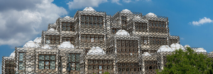 Panoramic view of the Kosovo National Library in Pristina