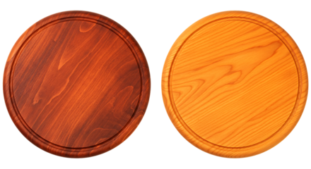 Round wooden boards with carved edges isolated on a transparent background image