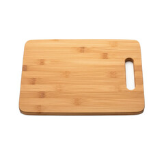Natural bamboo wooden cutting board with handle cutout. PNG transparent