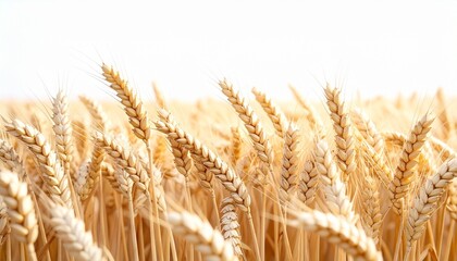 Fototapeta premium Golden wheat field under white sky.