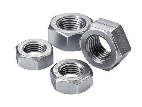 Group of Hexagonal Metal Nuts - Powered by Adobe