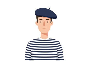 Cartoon Man with Beret and Striped Shirt