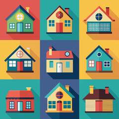 a-collection-of-twelve-stylized--flat-design-house .eps