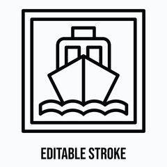 Ship Signboard Vector Icon, Isolated Vector Lineal Style Icon, Editable Stroke.