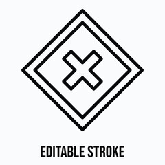 Fototapeta premium Cross Sign Vector Icon, Isolated Vector Lineal Style Icon, Editable Stroke.