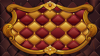 Fototapeta premium Vector art of elegant gold and red quilted leather background with a vintage design, perfect for a luxurious and royal themed interior decoration element