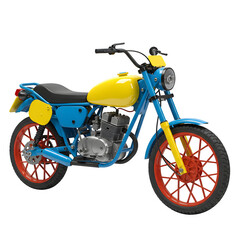 Obraz premium Classic motorbike built from colorful parts and metal frames, vintage style, isolated on white background for design and creative projects.
